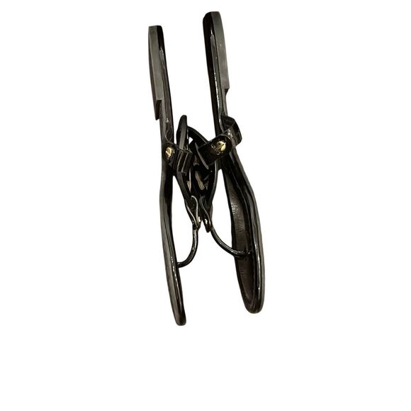 SZ 9 Tory Burch Miller Patent Logo Embellished Sandals Flip Flops in Bla… - Picture 12 of 13